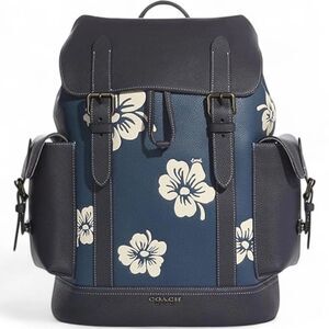 Coach Hudson Floral Backpack Navy Unisex c9967
